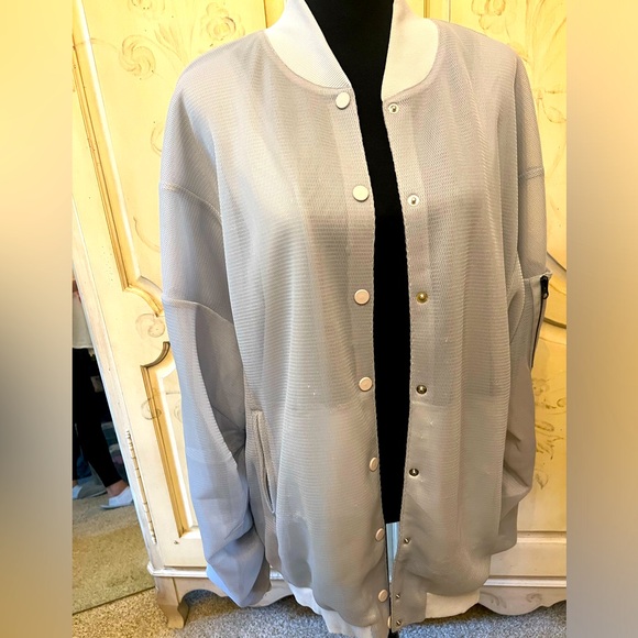 Light grey Alo taffeta bomber. - Picture 1 of 8